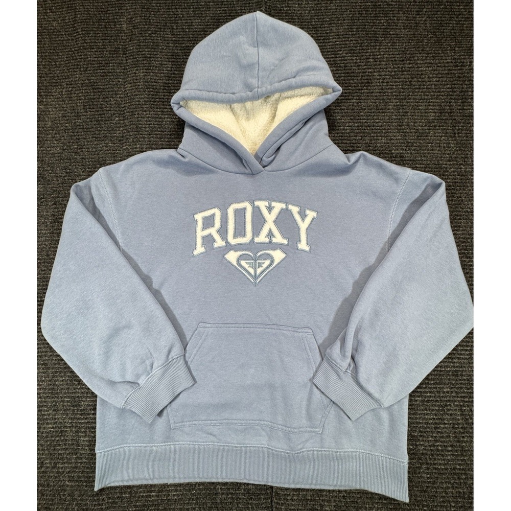Roxy Girl Fille Girls XL 16 Blue Sherpa Lined Pullover Hoodie Fleece